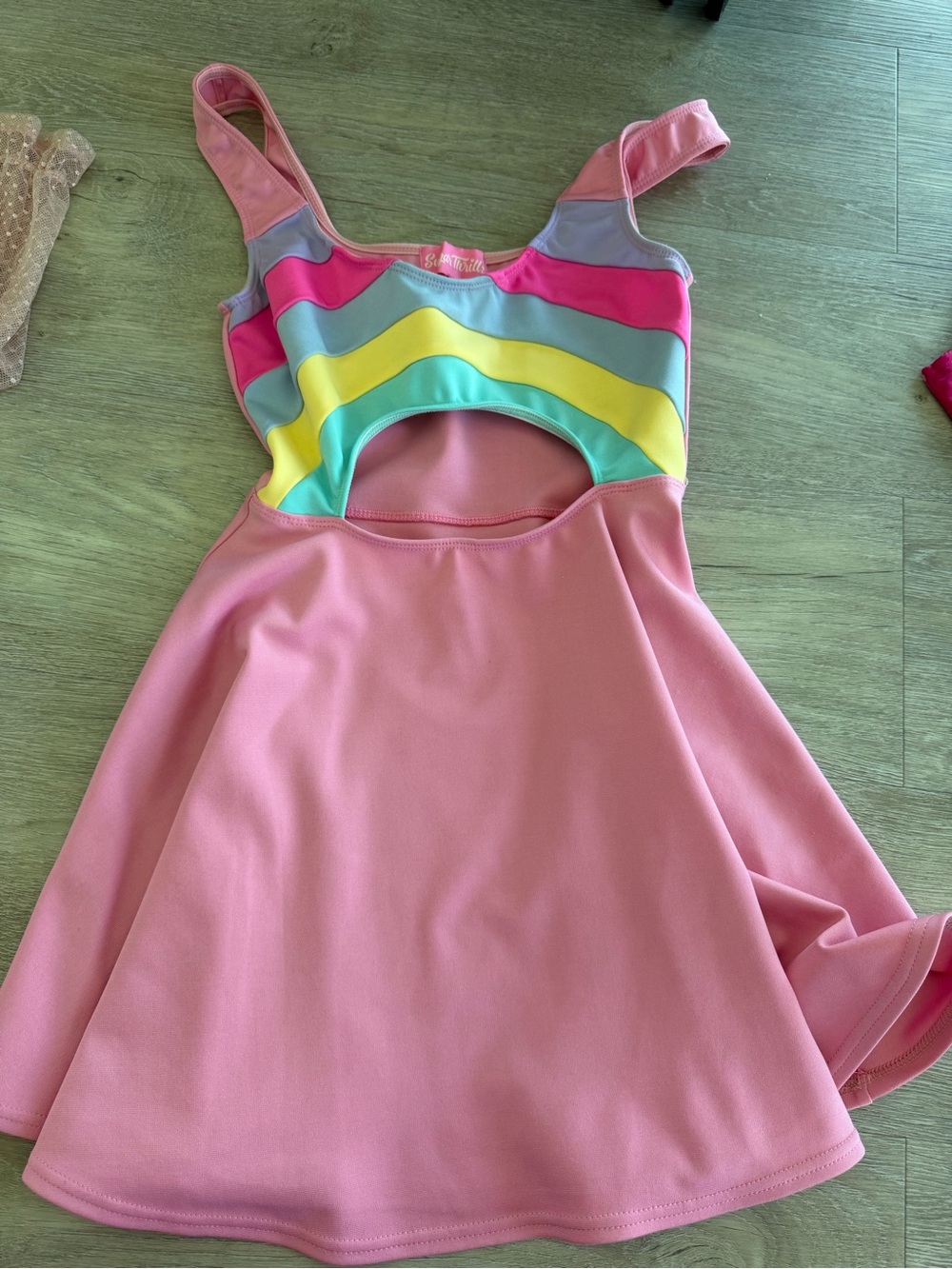 Sugar Thrillz XS Rainbow Cutout Skater Dress Pastel Barbiecore Fairycore